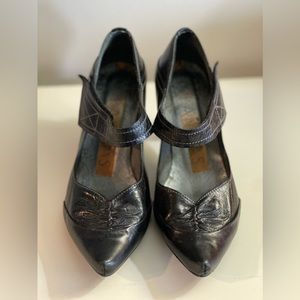 Black Leather Hispanitas Heels - Size 36